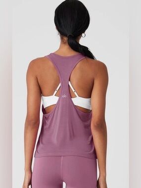 Alo All Day Tank Top Relaxed Racerback Mulberry Mauve Size S